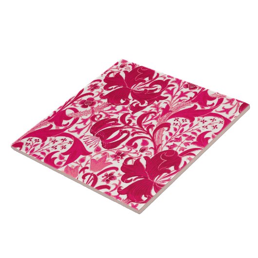 William Morris-Iris und Lilie, Fuchsien-Rosa Fliese (Seite)