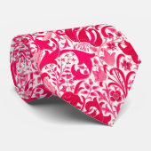 William Morris-Iris und Lilie, Fuchsien-Rosa Krawatte (Gerollt)