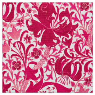 William Morris-Iris und Lilie, Fuchsien-Rosa Stoff