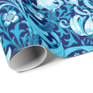 William Morris-Iris und Lilie, Indigo-Blau Geschenkpapier