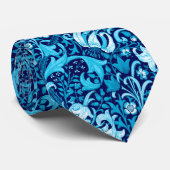 William Morris-Iris und Lilie, Indigo-Blau Krawatte (Gerollt)