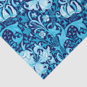 William Morris-Iris und Lilie, Indigo-Blau Seidenpapier (Ausschnitt)