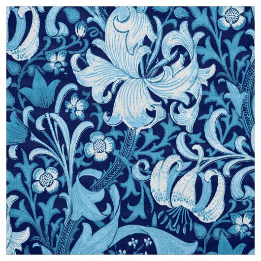 William Morris-Iris und Lilie, Indigo-Blau Stoff (Muster)