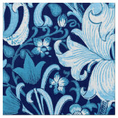 William Morris-Iris und Lilie, Indigo-Blau Stoff (Nahaufnahme)