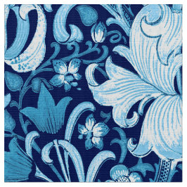 William Morris-Iris und Lilie, Indigo-Blau Stoff