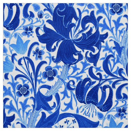 William Morris-Iris und Lilie, Kobalt-Blau Stoff (Muster)