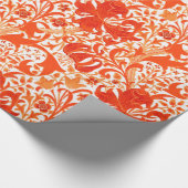 William Morris-Iris und Lilie, Mandarine Geschenkpapier (Ecke)