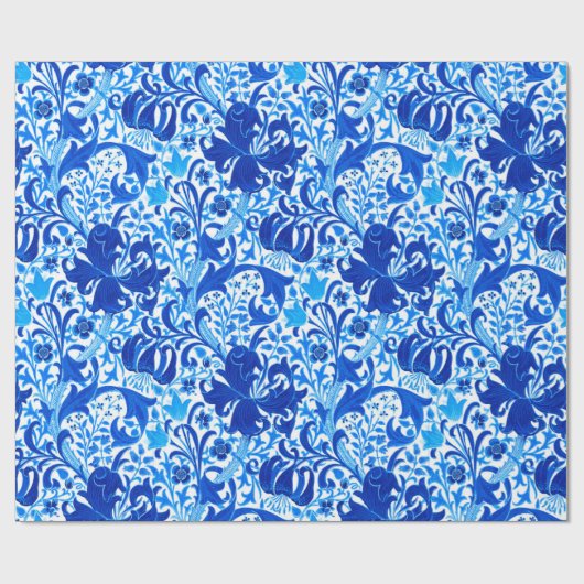 William Morris Iris und Lily, Cobalt Blue Geschenkpapier (Flach)