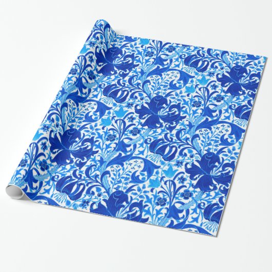 William Morris Iris und Lily, Cobalt Blue Geschenkpapier (Ungerollt)