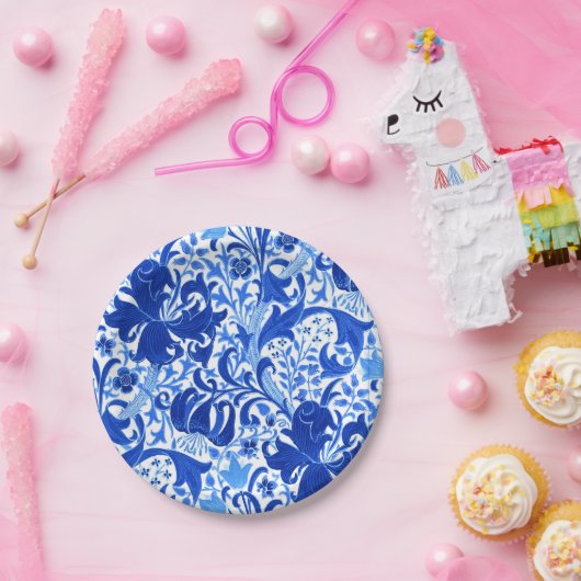 William Morris Iris und Lily, Cobalt Blue Pappteller (Party)