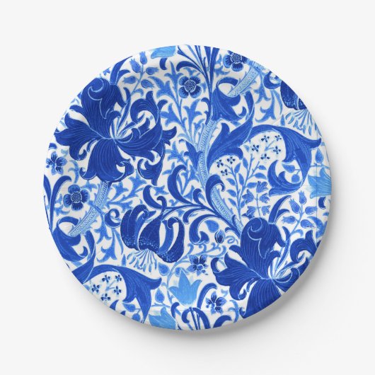 William Morris Iris und Lily, Cobalt Blue Pappteller (Vorderseite)