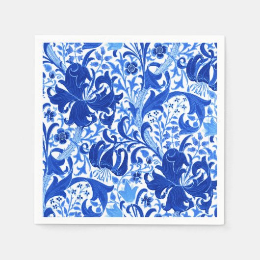 William Morris Iris und Lily, Cobalt Blue Serviette (Vorderseite)