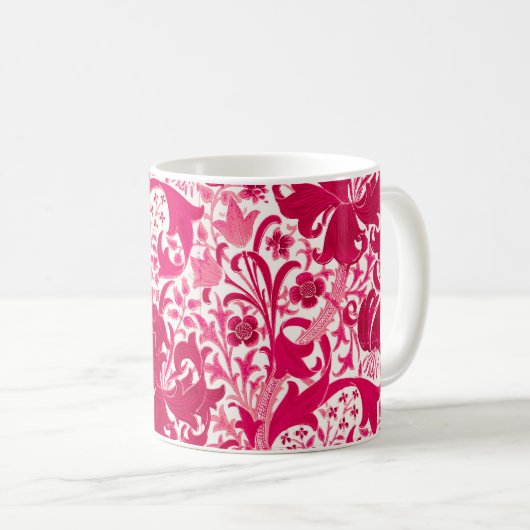 William Morris Iris und Lily, Fuchsia Pink Kaffeetasse (VorderseiteRechts)