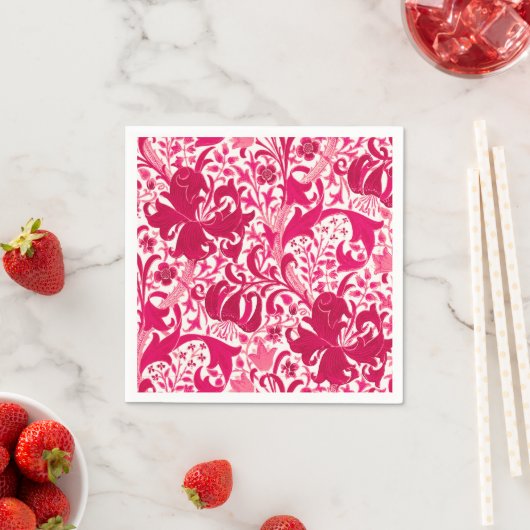 William Morris Iris und Lily, Fuchsia Pink Serviette (Beispiel)