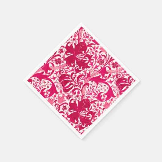 William Morris Iris und Lily, Fuchsia Pink Serviette (Ecke)