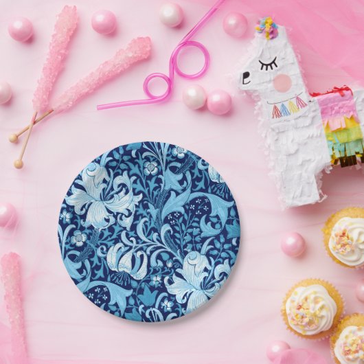 William Morris Iris und Lily, Indigo Blue Pappteller (Party)