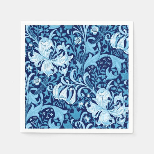 William Morris Iris und Lily, Indigo Blue Serviette (Vorderseite)