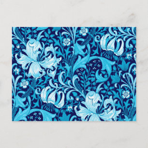 William Morris Iris und Lily, Indigo Blue & White Postkarte