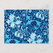 William Morris Iris und Lily, Indigo Blue & White Postkarte (Vorderseite)