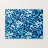William Morris Iris und Lily, Indigo Blue & White Puzzle (Horizontal)