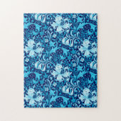 William Morris Iris und Lily, Indigo Blue & White Puzzle (Vertikal)
