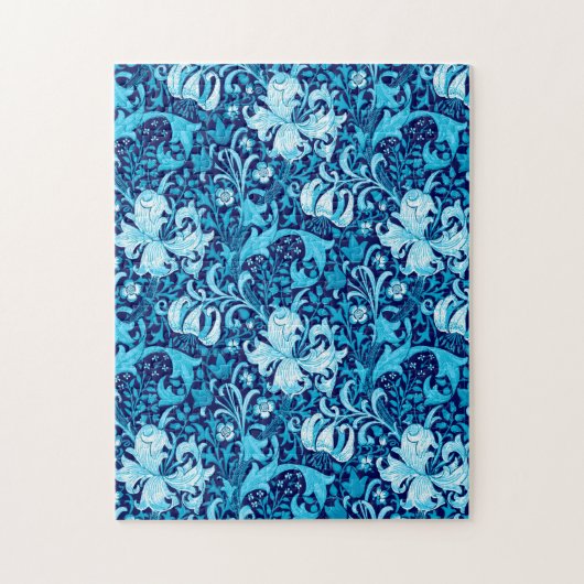 William Morris Iris und Lily, Indigo Blue & White Puzzle (Vertikal)