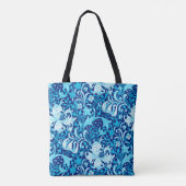 William Morris Iris und Lily, Indigo Blue & White Tasche (Rückseite)