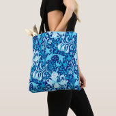 William Morris Iris und Lily, Indigo Blue & White Tasche (Von Nahem)