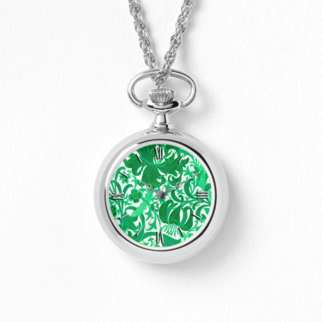 William Morris Iris und Lily, Jade Green Armbanduhr (Vorderseite)