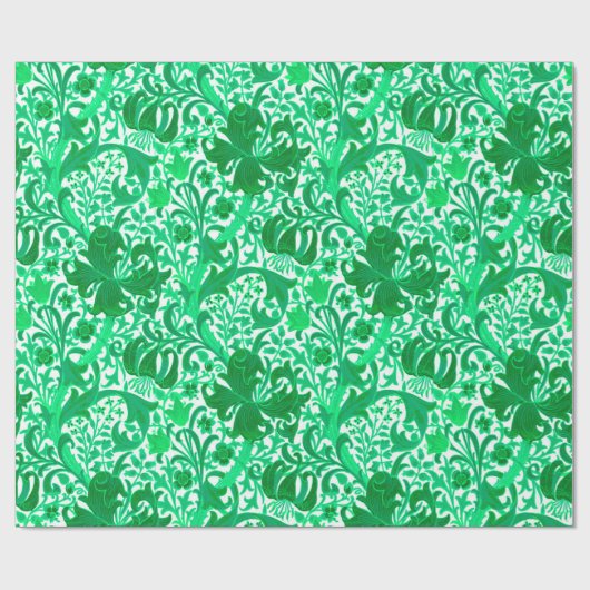 William Morris Iris und Lily, Jade Green Geschenkpapier (Flach)