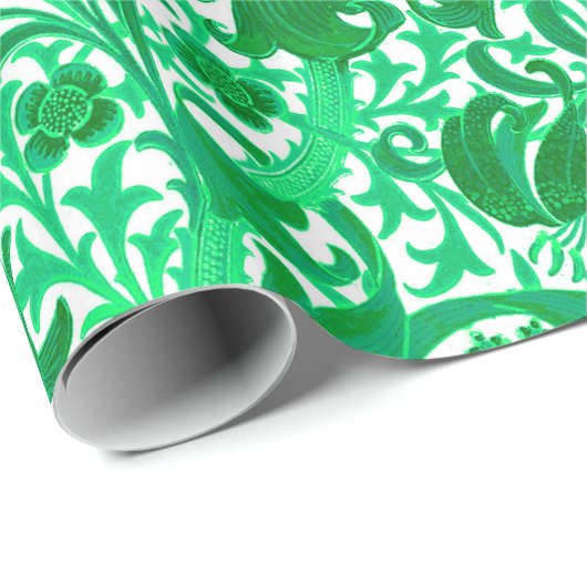 William Morris Iris und Lily, Jade Green Geschenkpapier (Rolleneckpunkt)