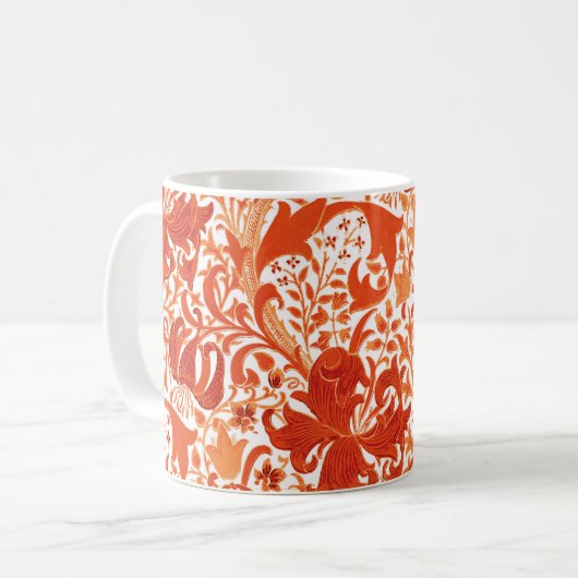 William Morris Iris und Lily, Mandarin Orange Kaffeetasse (Vorderseite Links)