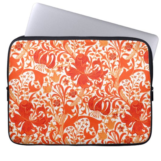 William Morris Iris und Lily, Mandarin Orange Laptopschutzhülle (Vorderseite)