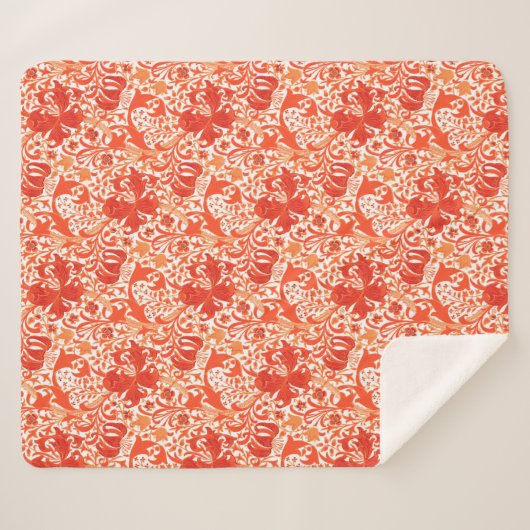 William Morris Iris und Lily, Mandarin Orange Sherpadecke (Vorderseite (Horizontal))