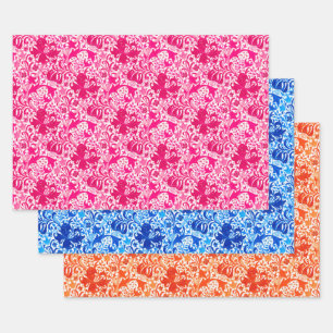 William Morris Iris und Lily, Pink, Blue, Orange Geschenkpapier Set