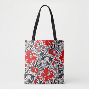 William Morris Iris und Lily, Schwarz, Weiß und R Tasche