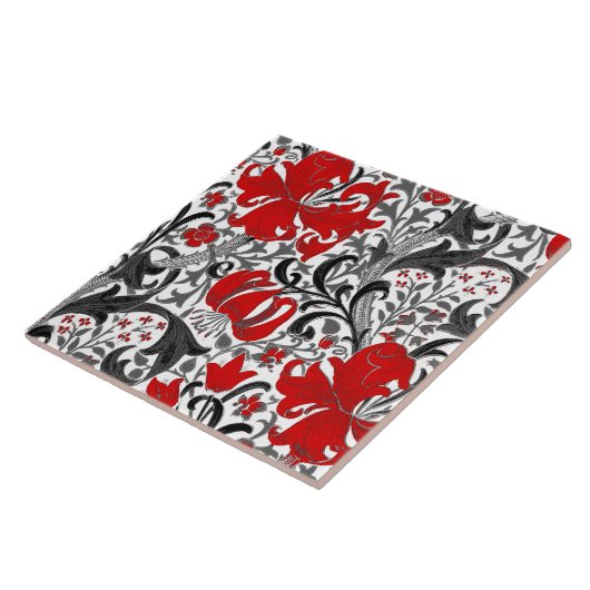 William Morris Iris und Lily, Schwarz, Weiß und Ro Fliese (Seite)