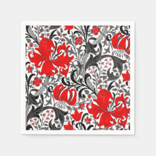 William Morris Iris und Lily, Schwarz, Weiß und Ro Serviette