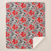 William Morris Iris und Lily, Schwarz, Weiß und Ro Sherpadecke (Vorderseite)