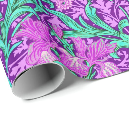 William Morris Irises, Amethyst Lila Geschenkpapier (Rolleneckpunkt)