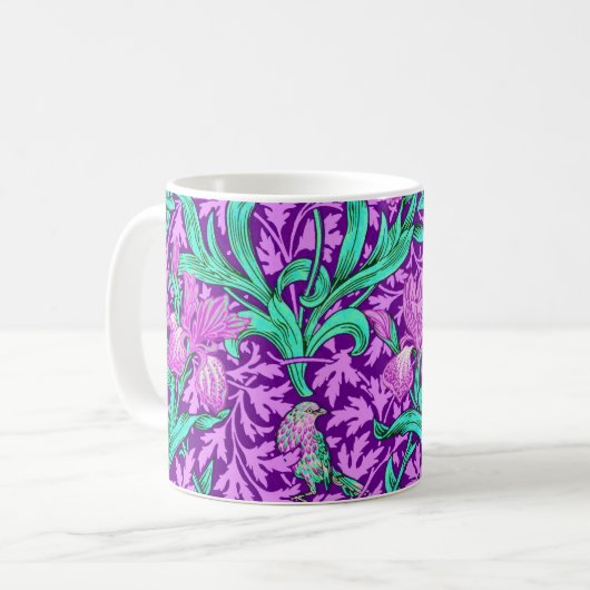 William Morris Irises, Amethyst Lila Kaffeetasse (Vorderseite Links)