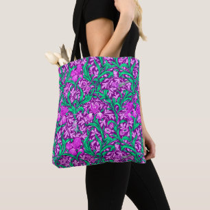 William Morris Irises, Amethyst Lila Tote Bag Tasche