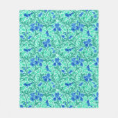 William Morris Irises, Cobalt Blue, Aqua und Aquam Fleecedecke (Vorderseite)