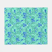 William Morris Irises, Cobalt Blue, Aqua und Aquam Fleecedecke (Vorderseite (Horizontal))