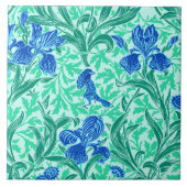 William Morris Irises, Cobalt Blue, Aqua und Aquam Fliese (Vorderseite)