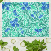 William Morris Irises, Cobalt Blue, Aqua und Aquam Geschirrtuch (Gefaltet)
