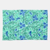 William Morris Irises, Cobalt Blue, Aqua und Aquam Geschirrtuch (Horizontal)