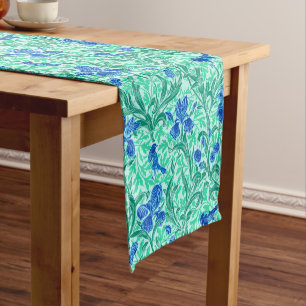 William Morris Irises, Cobalt Blue, Aqua und Aquam Kurzer Tischläufer