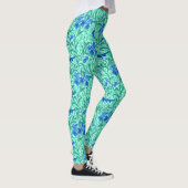 William Morris Irises, Cobalt Blue, Aqua und Aquam Leggings (Rechts)