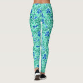 William Morris Irises, Cobalt Blue, Aqua und Aquam Leggings (Rückseite)